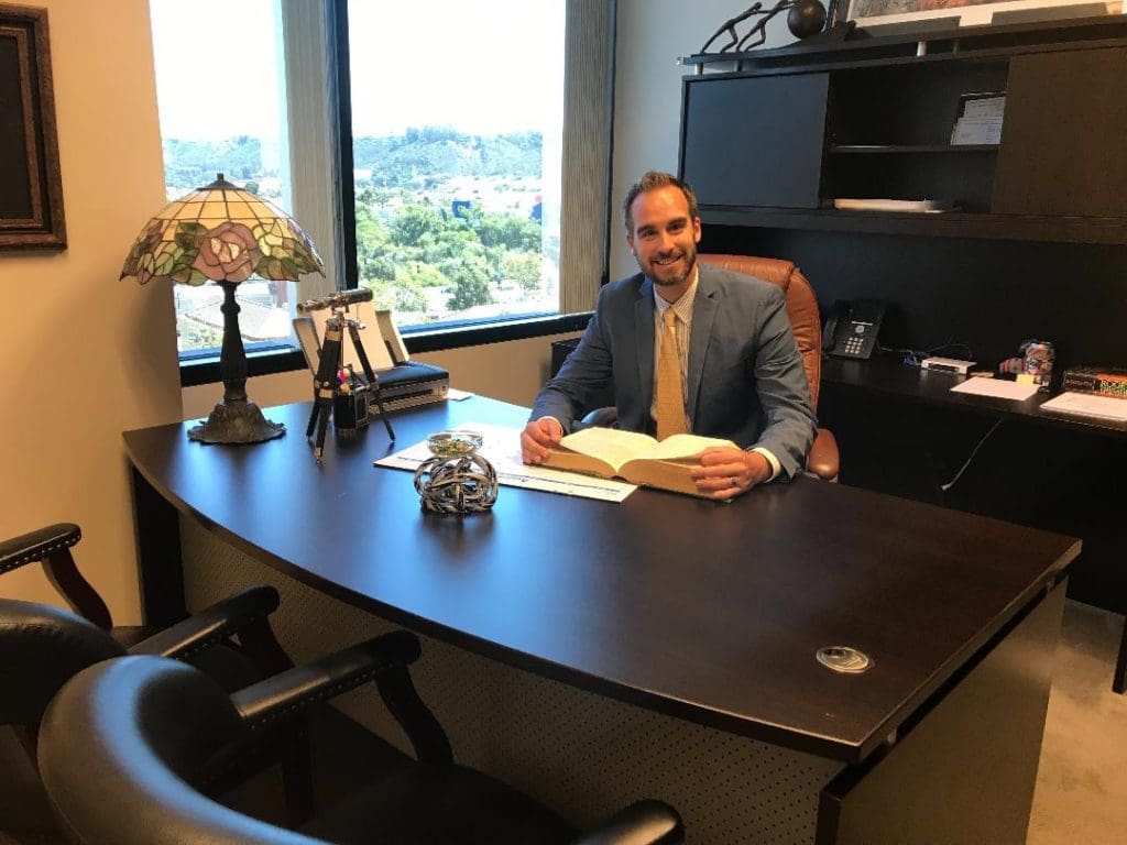 Attorney Bradley Corbett in his office